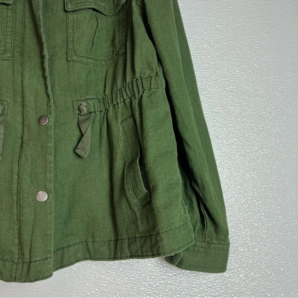 Old Navy Linen Blend Jacket Olive Green‎ with Pockets Girls Size M (8)